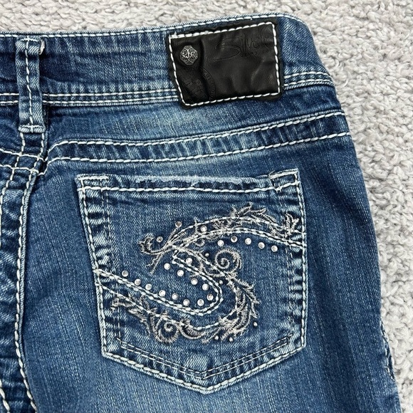 Silver Jeans Womens 28 SUKI Flare Regular Wash Embellished Rhinestones Flare - Picture 4 of 5
